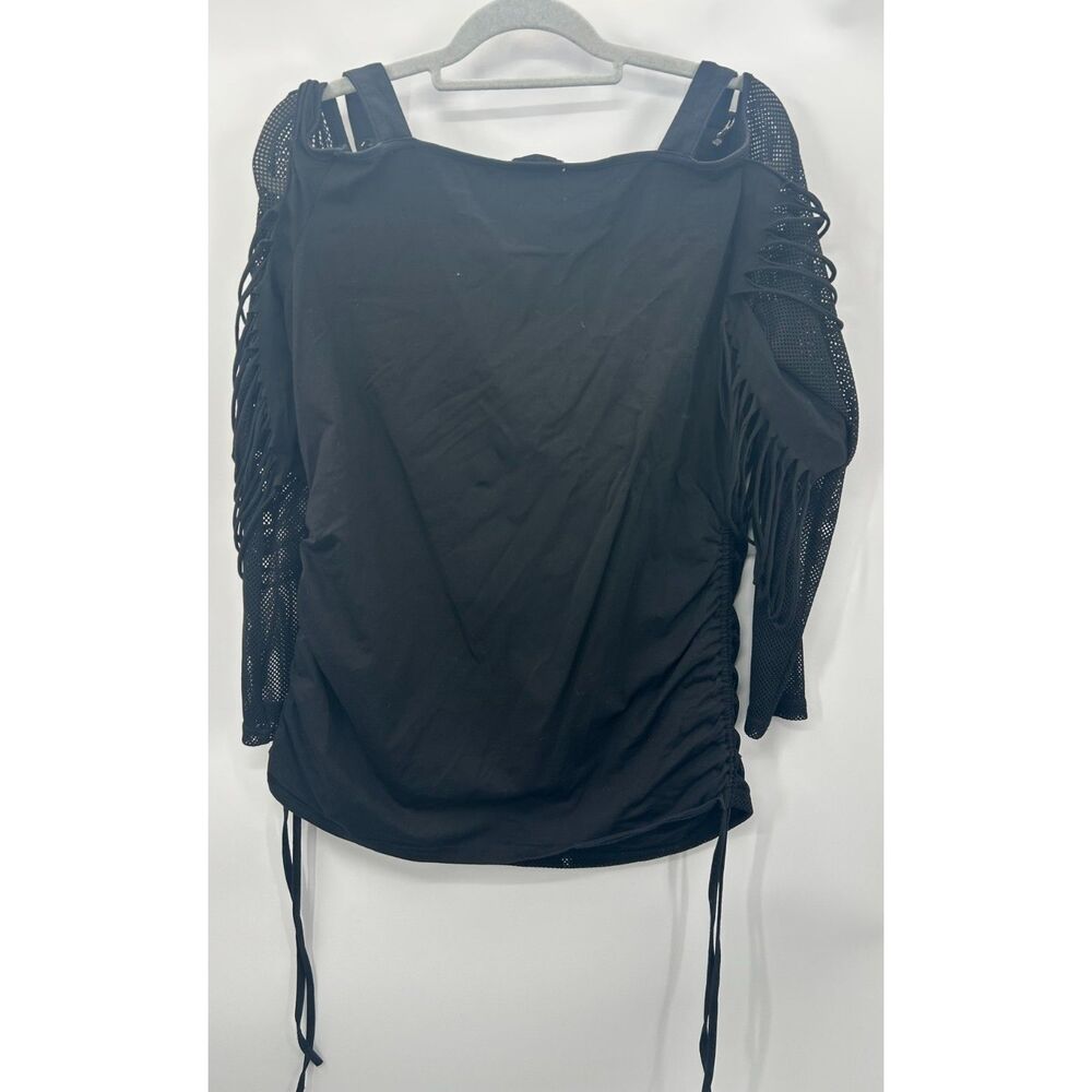 Devil Fashion Off Shoulder Mesh Black Shirt Goth XXXL Punk Women's Buckle M/L - Picture 2 of 8